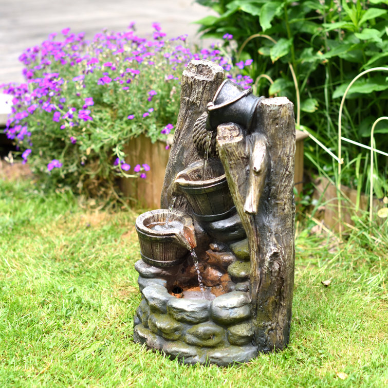 Millwood Pines Cascading Buckets Outdoor Fountain Wayfair Canada